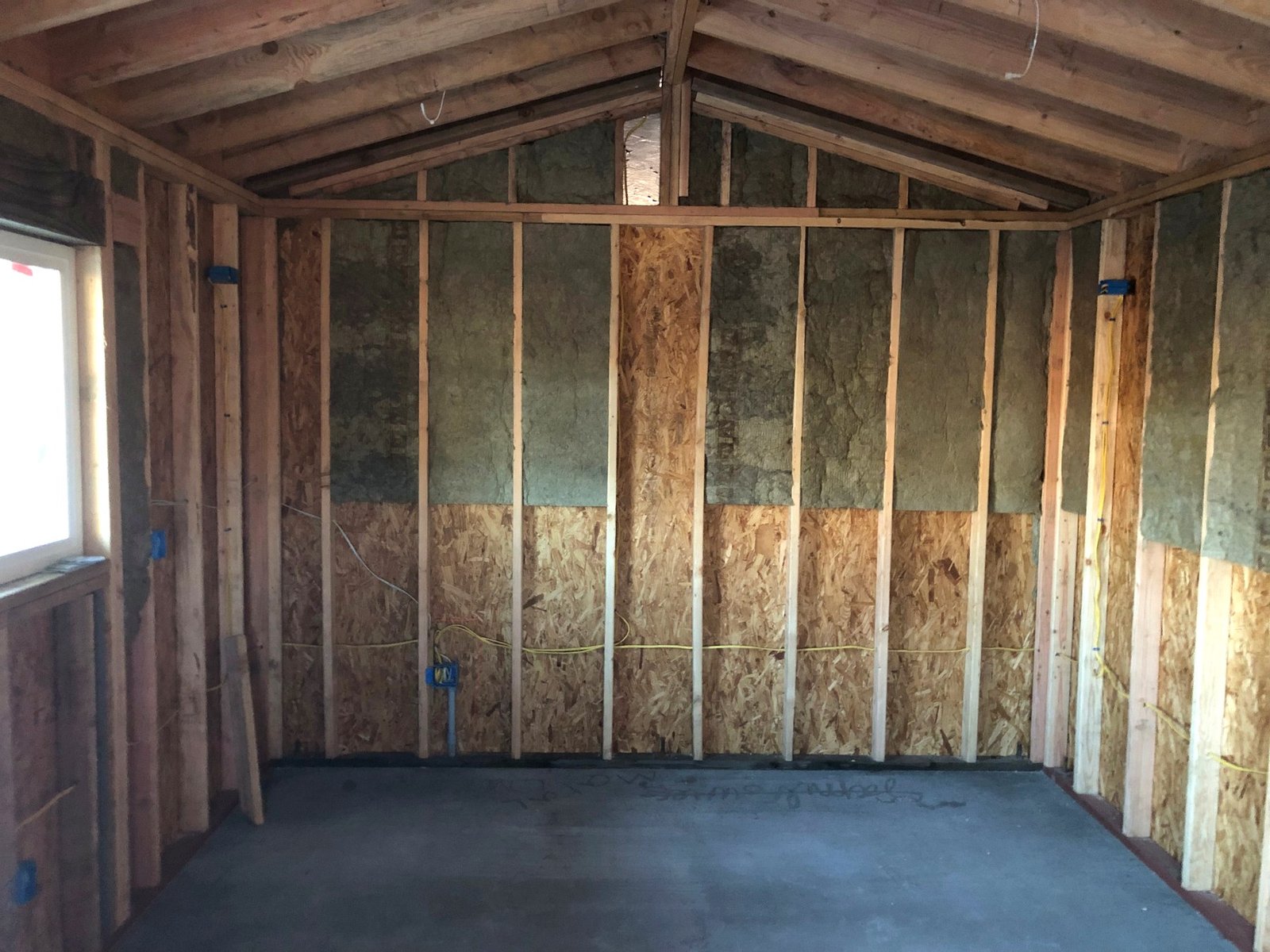 Interior framing and rough construction inside the Santa Clarita detached ADU