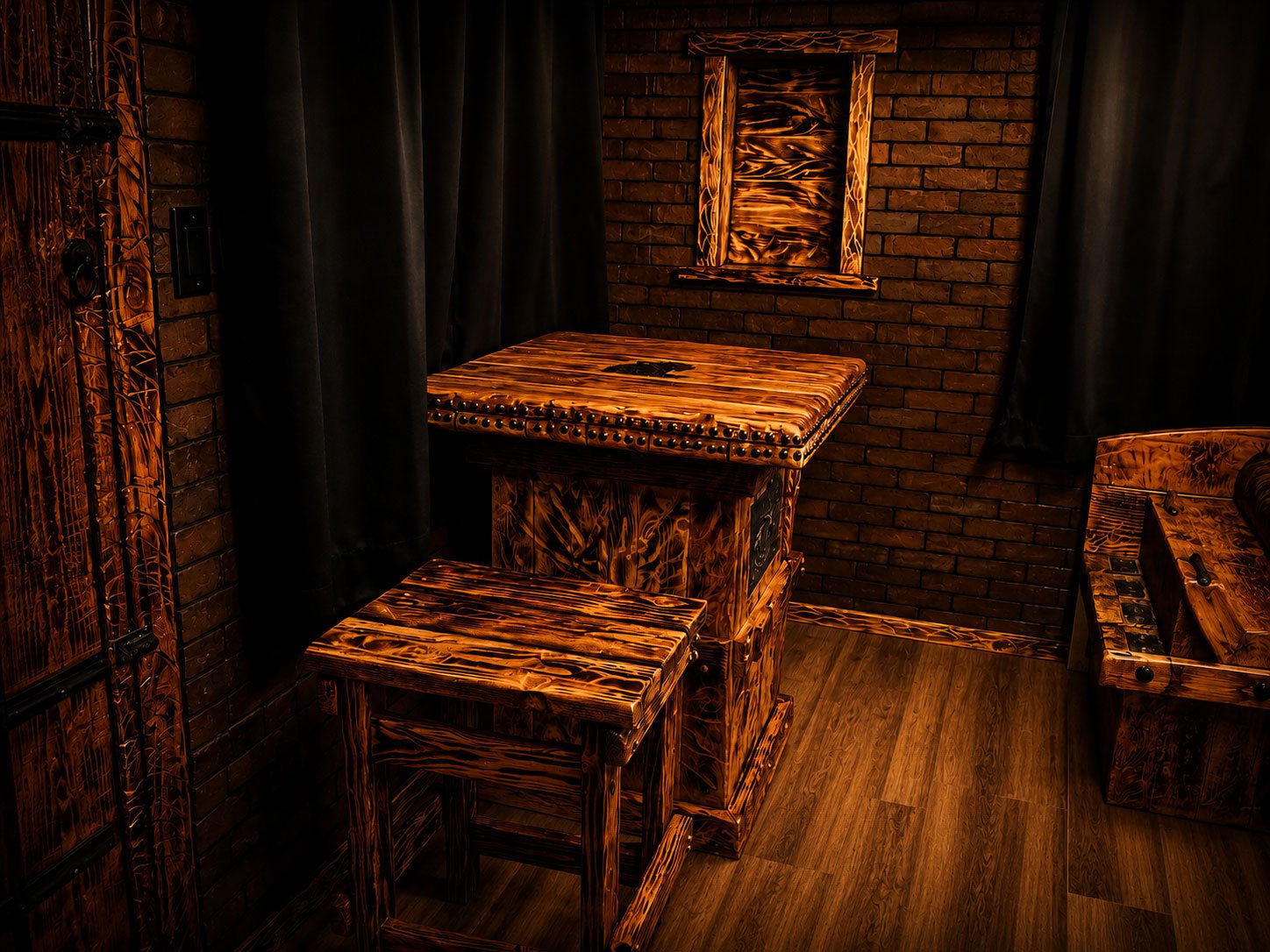 Handcrafted architectural wood and iron detail